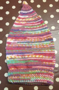 A Wee Willie Winky hat shop sample in the new Baby Crofter